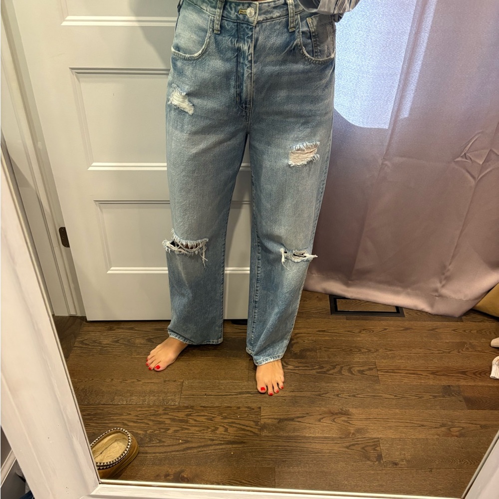 Pilcro Light Blue Distressed Boyfriend Jeans